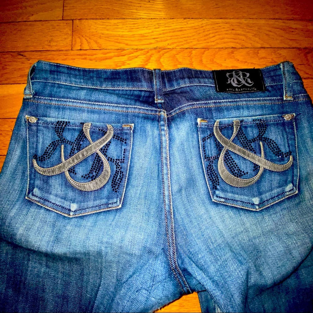 Rock & Republic Jeans Rhinestone & Leather